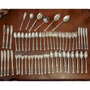 68-Piece Rogers Stainless Steel Flatware Set With Decorative Handle Design